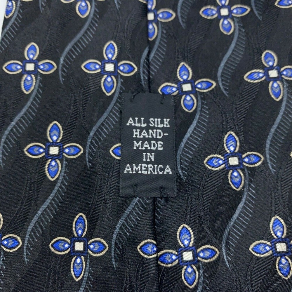 For Nordstrom By JZ Richards Black Blue Gray Geometric Floral Tie Men's Necktie - Picture 4 of 10